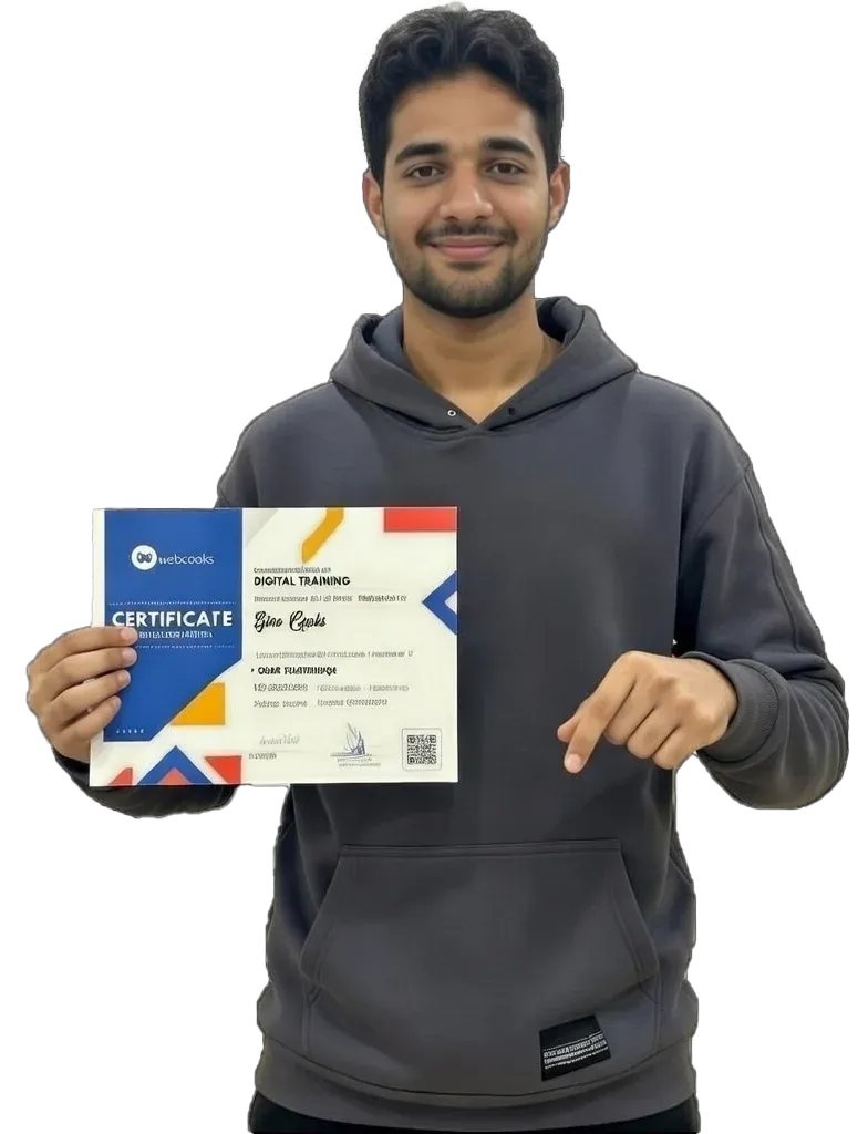 Webcooks student with certificate
