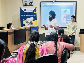 Students participating in a Webcooks digital marketing session at SSM College Dinanagar